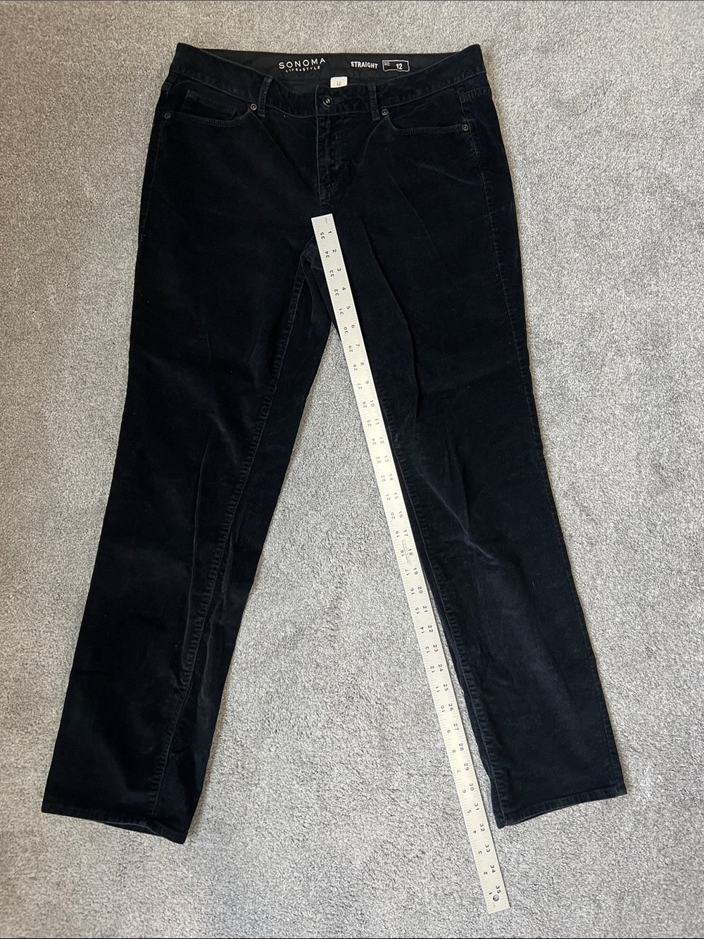 Sonoma Life + Style Corduroy Pants Womens 12 Black Straight Leg Stretch
